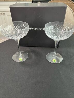 Waterford Astor Crystal Cut Cocktail Coupe Glasses (Pair)